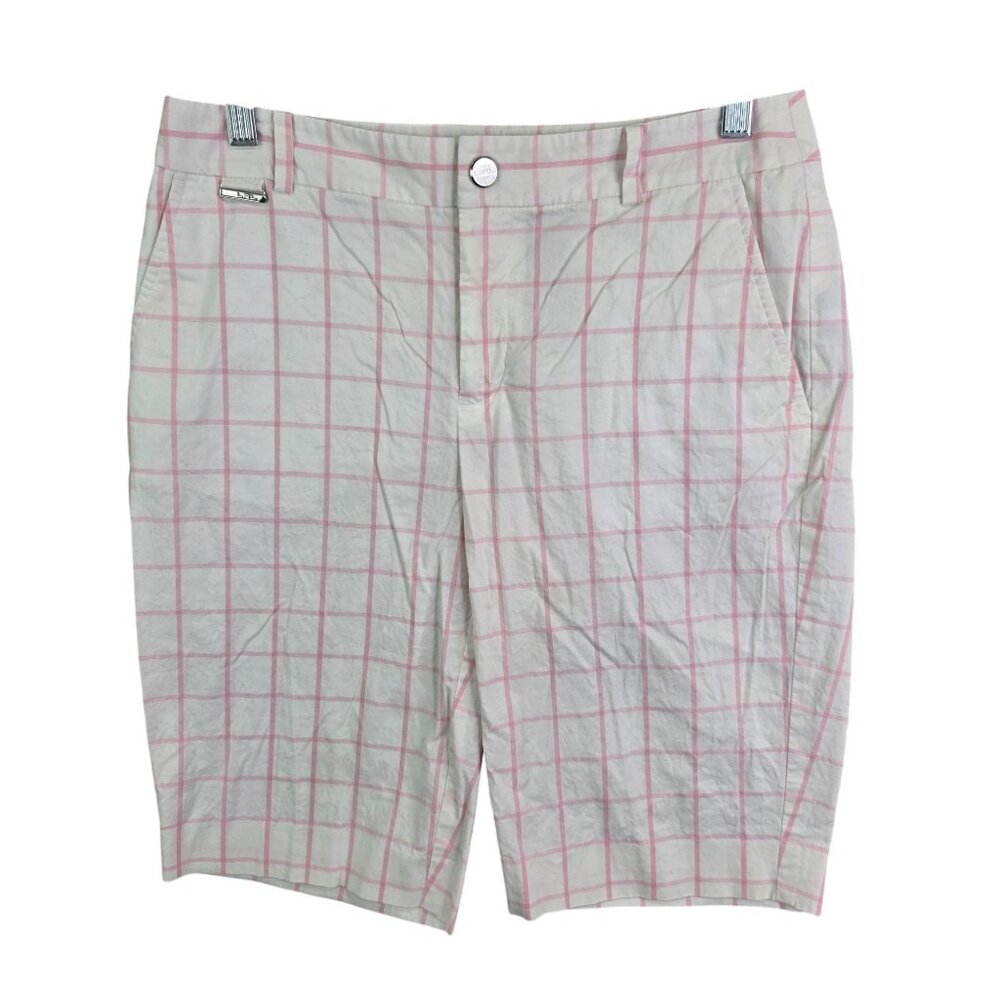 Womens Lauren Ralph Lauren Pink & White Plaid Bermuda Shorts Cotton Blend Size 4